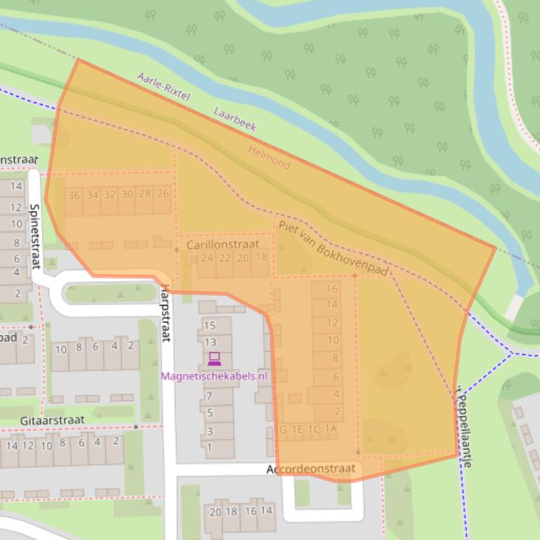 Kaart van postcodegebied 5702TA.