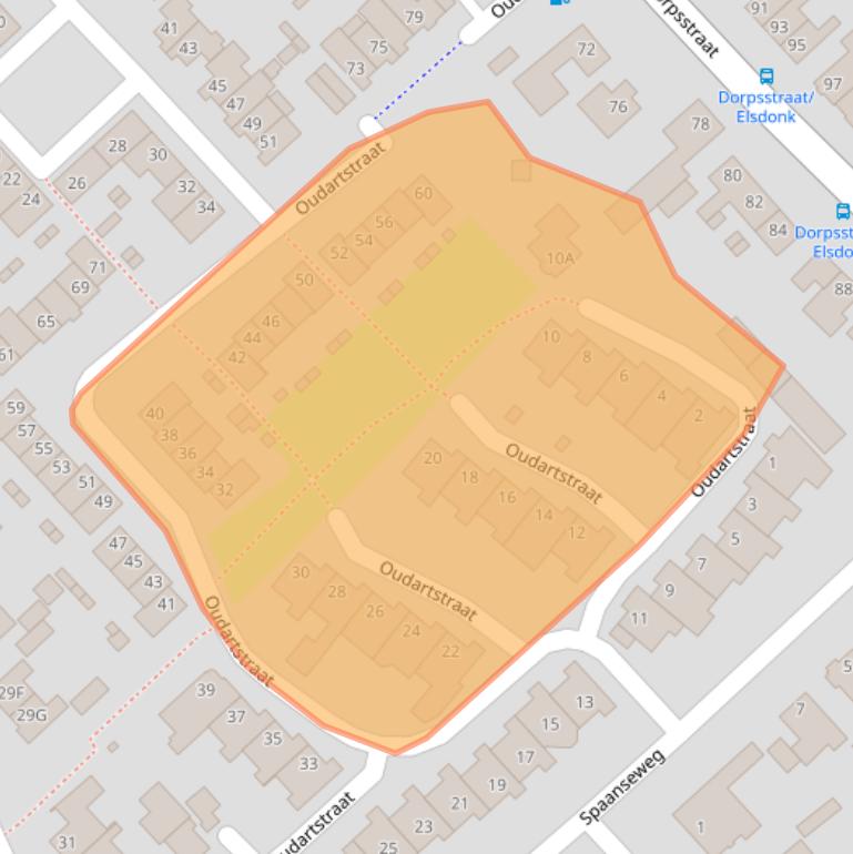 Kaart van postcodegebied 5708GR.