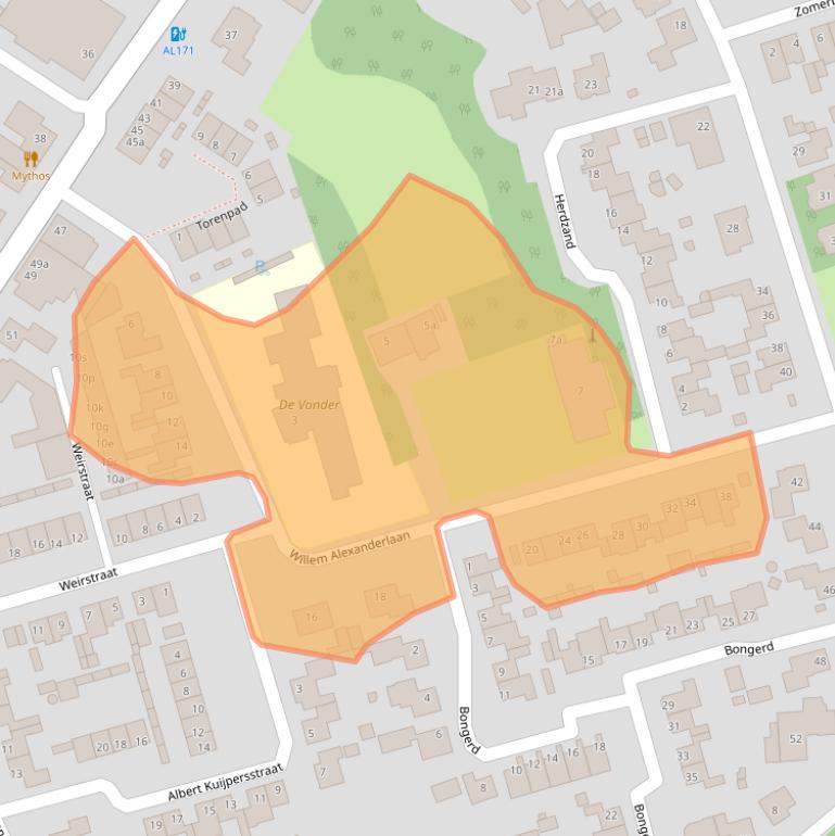 Kaart van postcodegebied 5712CA.