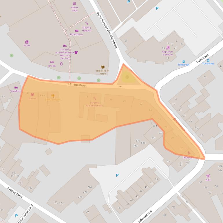 Kaart van postcodegebied 5721HB.