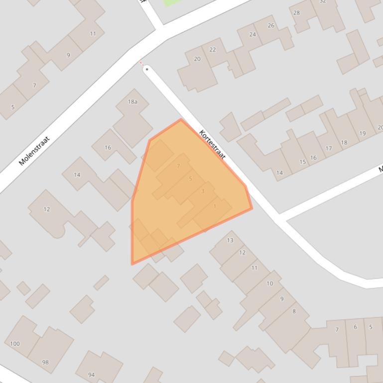 Kaart van postcodegebied 5721XK.