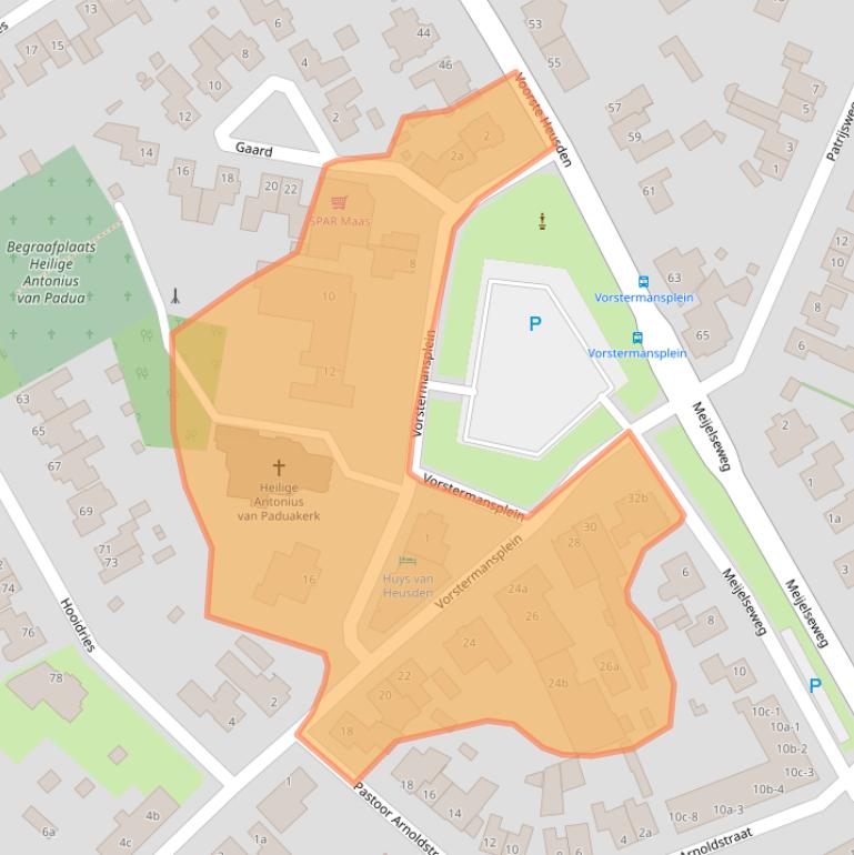 Kaart van postcodegebied 5725AM.