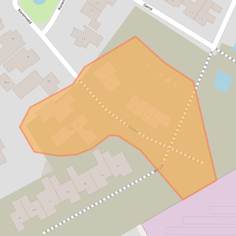 Kaart van postcodegebied 5725DE.