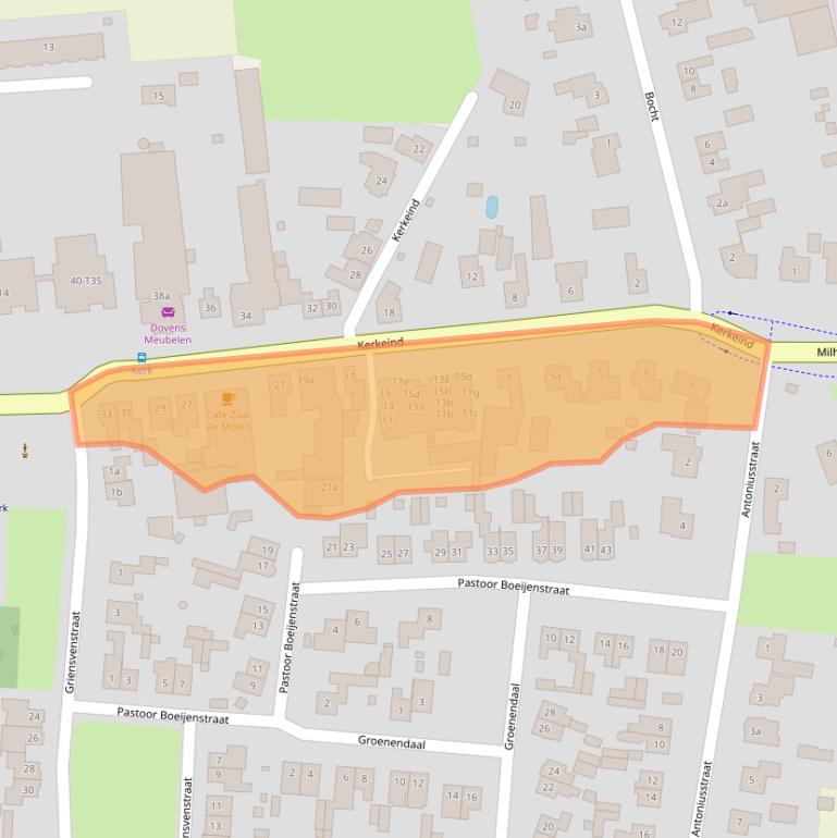 Kaart van postcodegebied 5763BA.