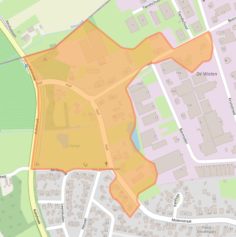 Kaart van postcodegebied 5768RX.