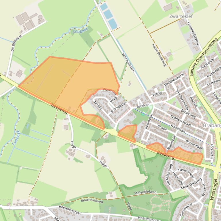 Kaart van postcodegebied 5804BE.