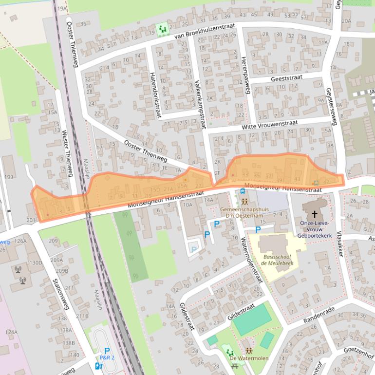 Kaart van postcodegebied 5807BA.