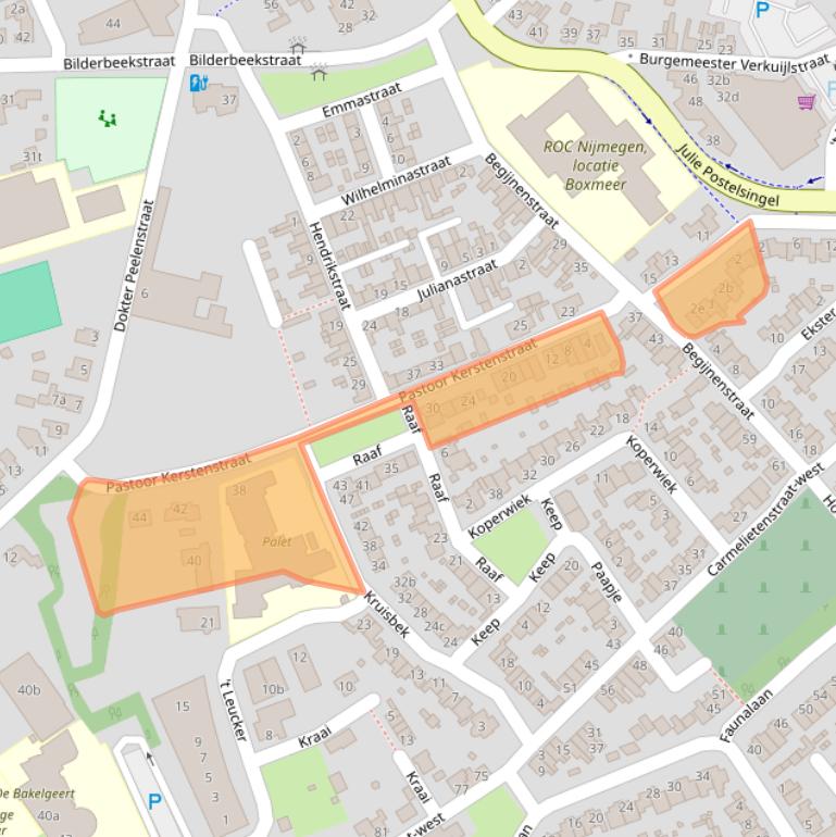 Kaart van postcodegebied 5831EW.