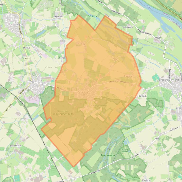 Kaart van postcodegebied 5866.