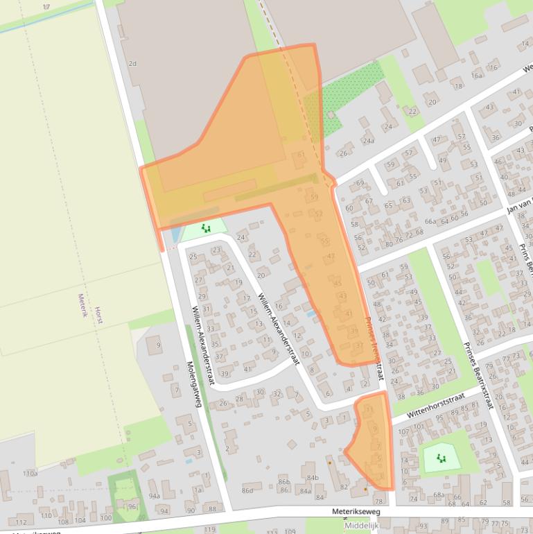 Kaart van postcodegebied 5961CP.