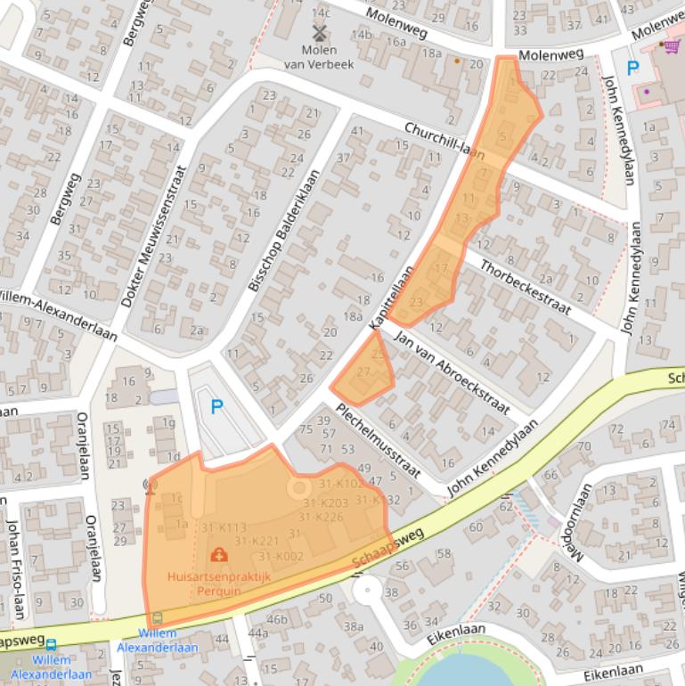 Kaart van postcodegebied 6077BK.