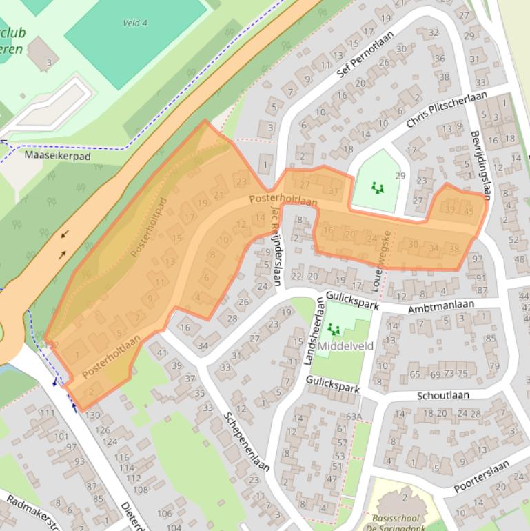 Kaart van postcodegebied 6114MX.