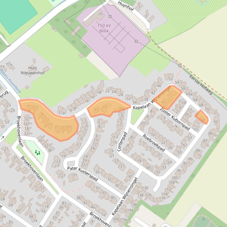 Kaart van postcodegebied 6191WD.