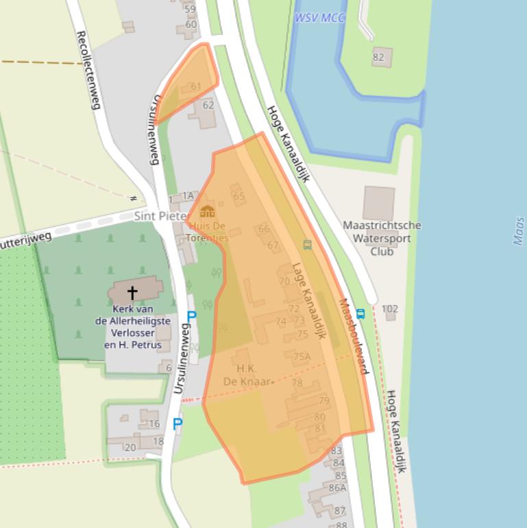 Kaart van postcodegebied 6212AJ.