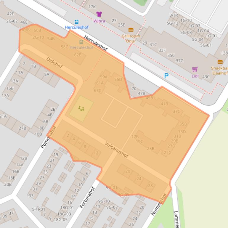 Kaart van postcodegebied 6215RT.