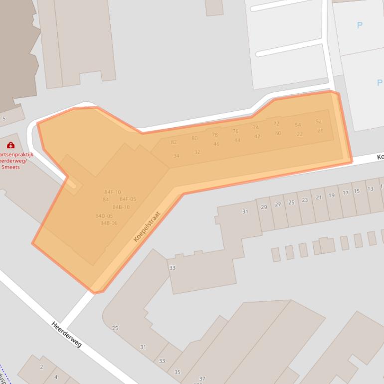 Kaart van postcodegebied 6224LW.