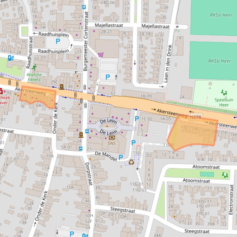 Kaart van postcodegebied 6227AC.