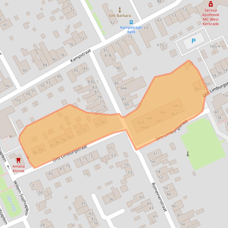 Kaart van postcodegebied 6466CD.