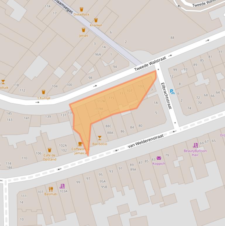 Kaart van postcodegebied 6511LS.