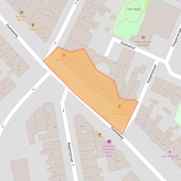 Kaart van postcodegebied 6521GG.