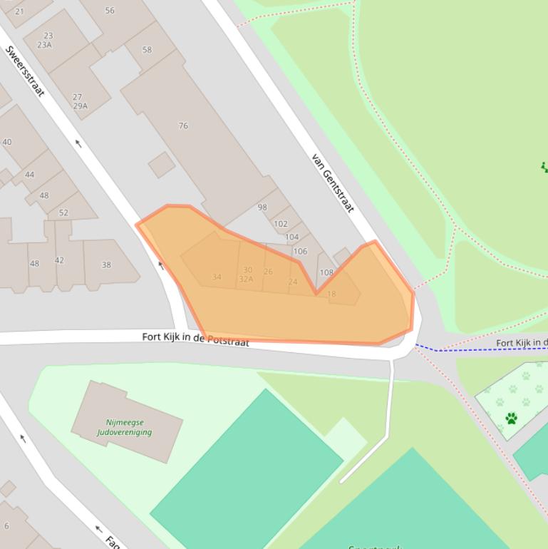 Kaart van postcodegebied 6524CB.