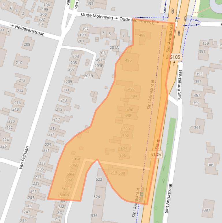 Kaart van postcodegebied 6525ZT.