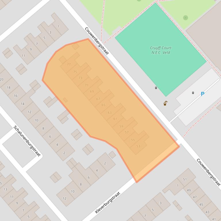 Kaart van postcodegebied 6535RV.