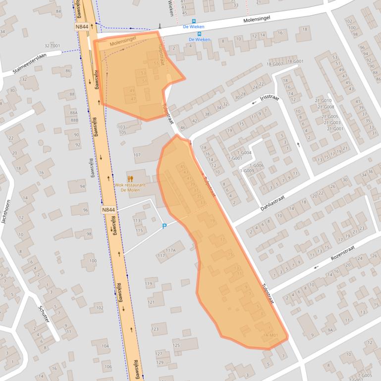 Kaart van postcodegebied 6581XT.