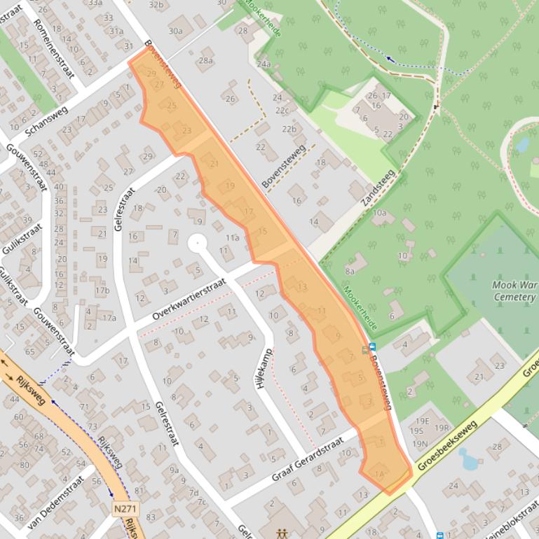 Kaart van postcodegebied 6585KA.