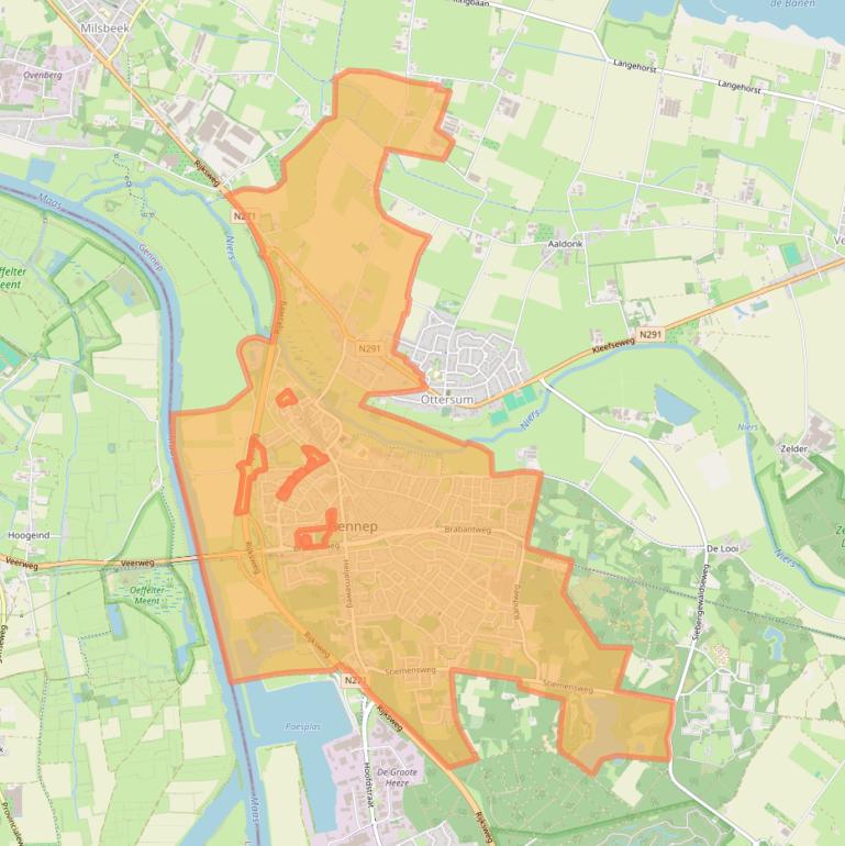 Kaart van postcodegebied 6591.