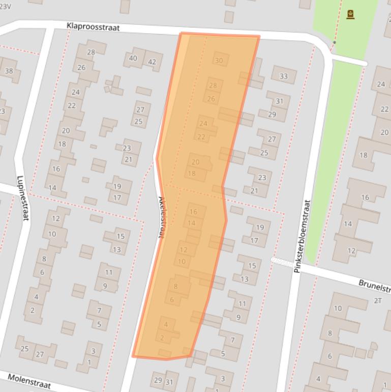 Kaart van postcodegebied 6641AT.