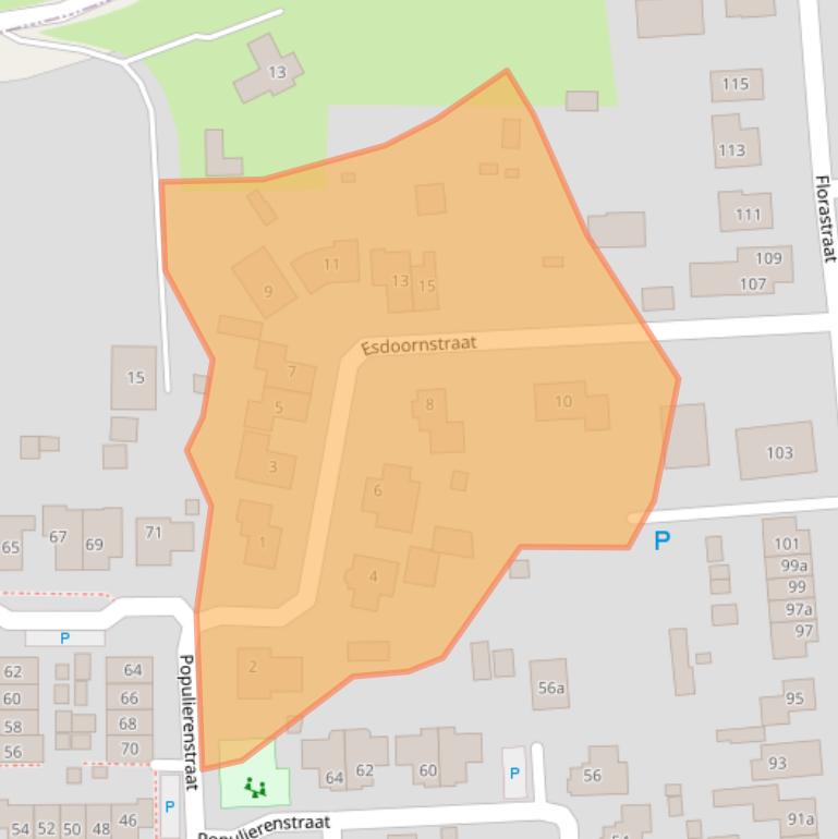 Kaart van postcodegebied 6657DB.