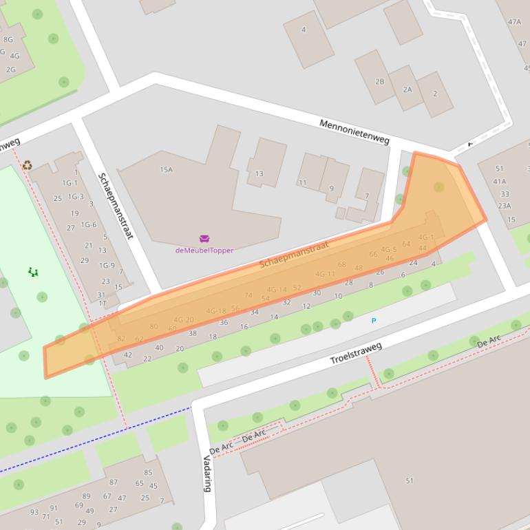 Kaart van postcodegebied 6702AM.