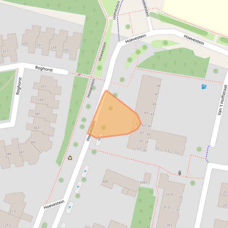 Kaart van postcodegebied 6706KJ.