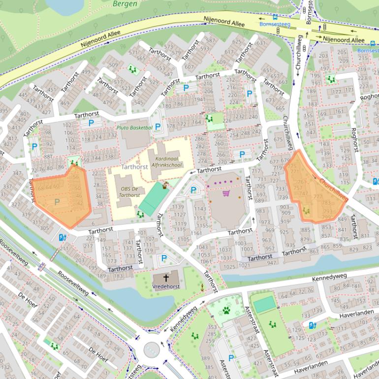 Kaart van postcodegebied 6708JB.