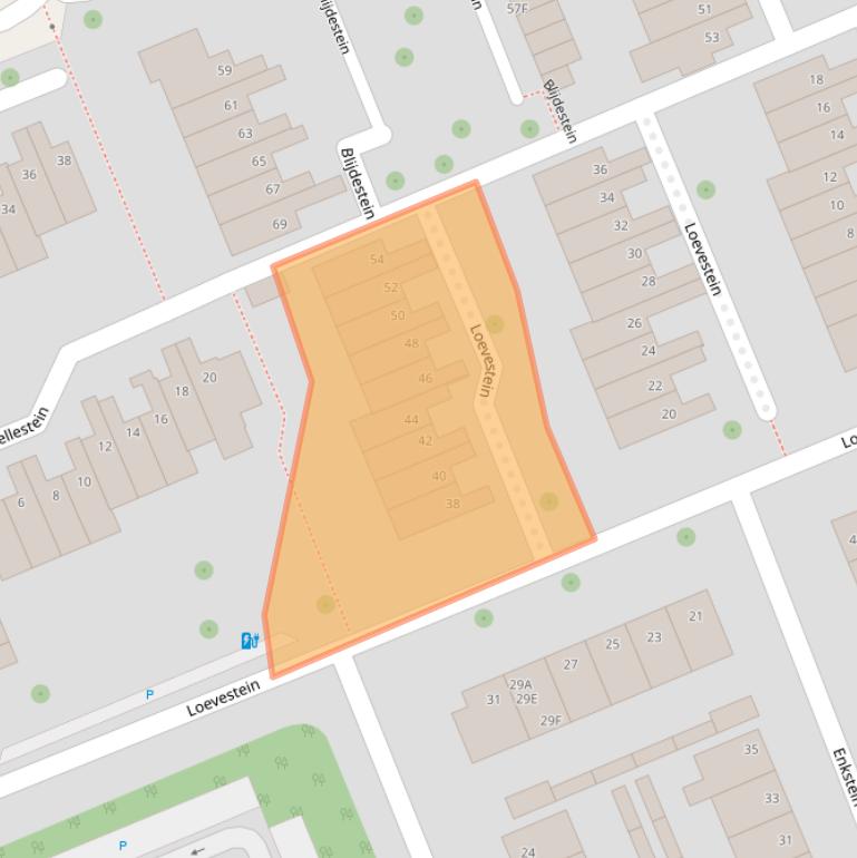 Kaart van postcodegebied 6714BW.