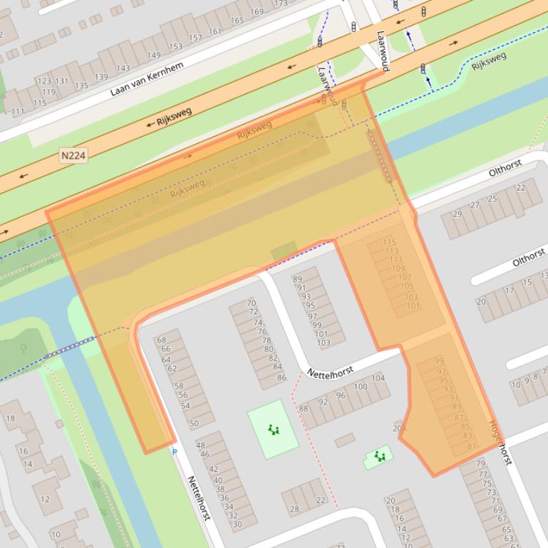 Kaart van postcodegebied 6714LD.