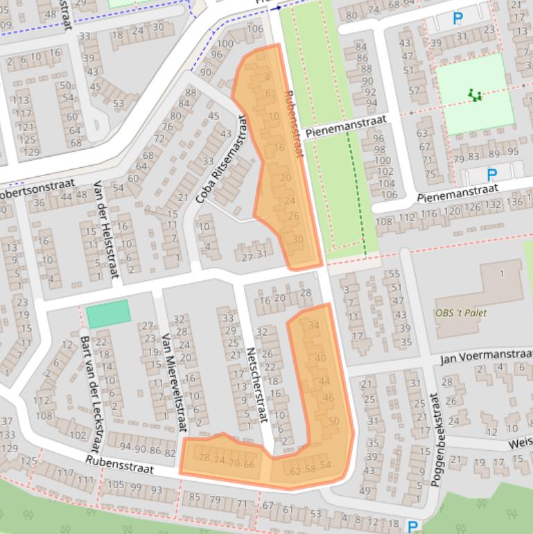 Kaart van postcodegebied 6717VG.