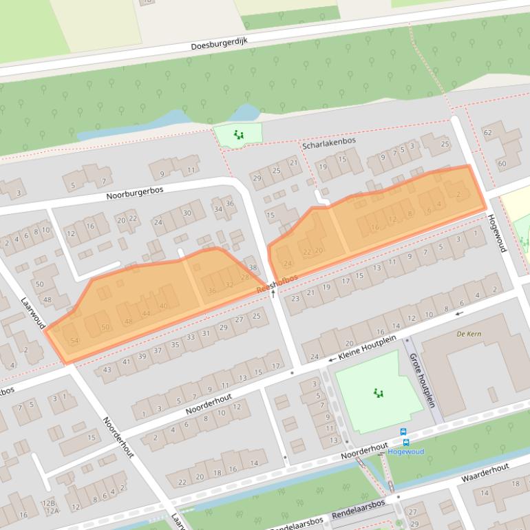 Kaart van postcodegebied 6718GD.