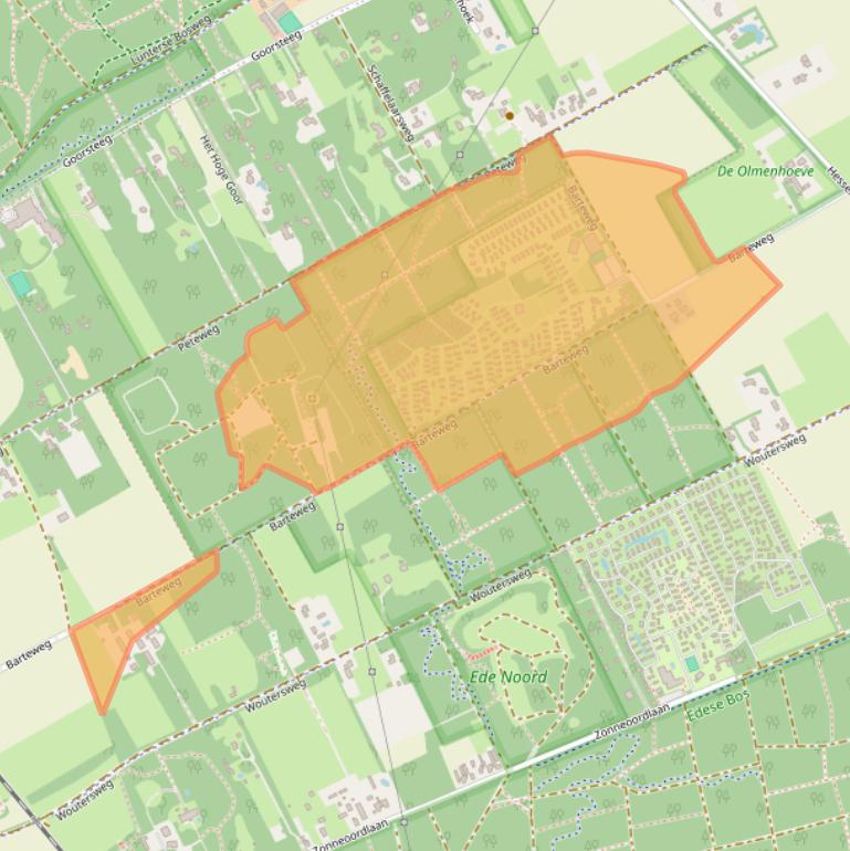 Kaart van postcodegebied 6718TH.