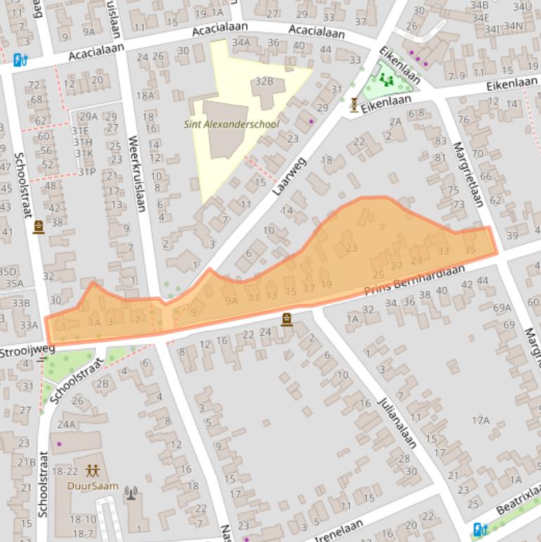 Kaart van postcodegebied 6721DN.