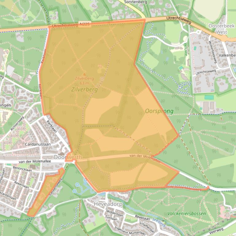 Kaart van postcodegebied 6865NB.