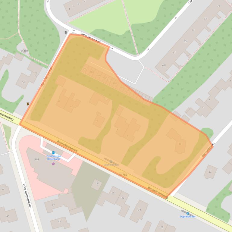 Kaart van postcodegebied 6866DB.