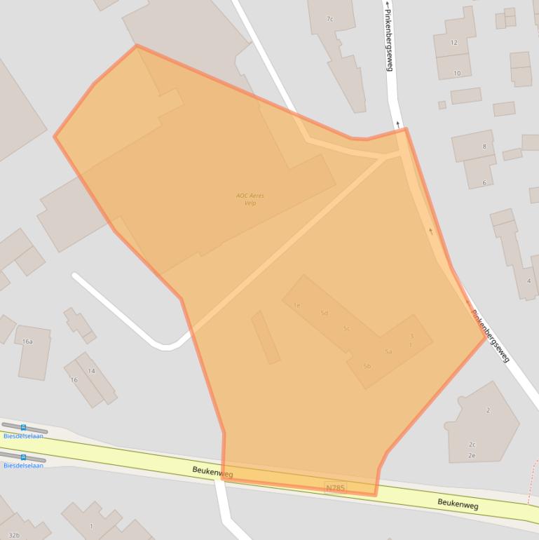 Kaart van postcodegebied 6881BA.