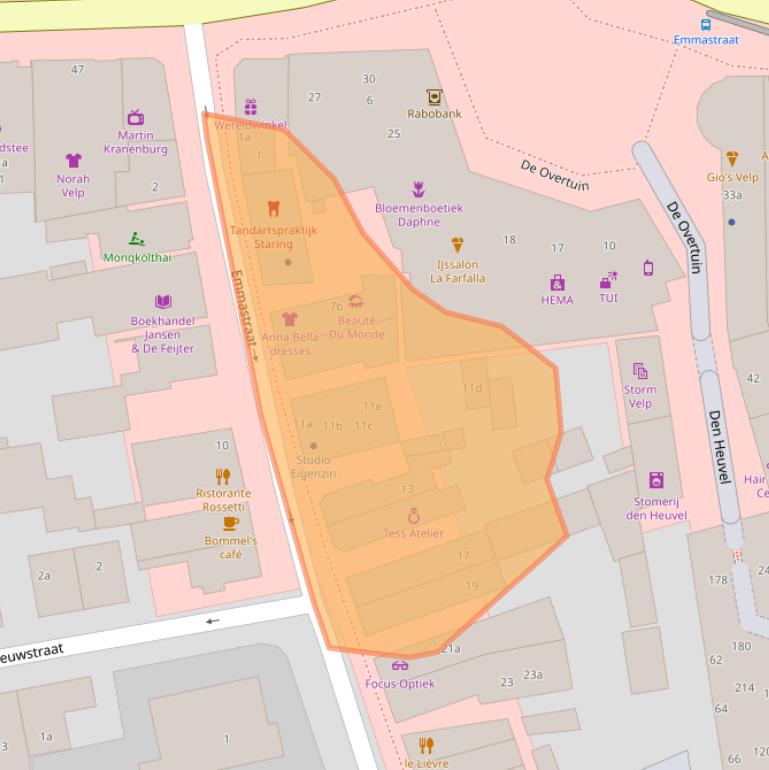 Kaart van postcodegebied 6881SM.