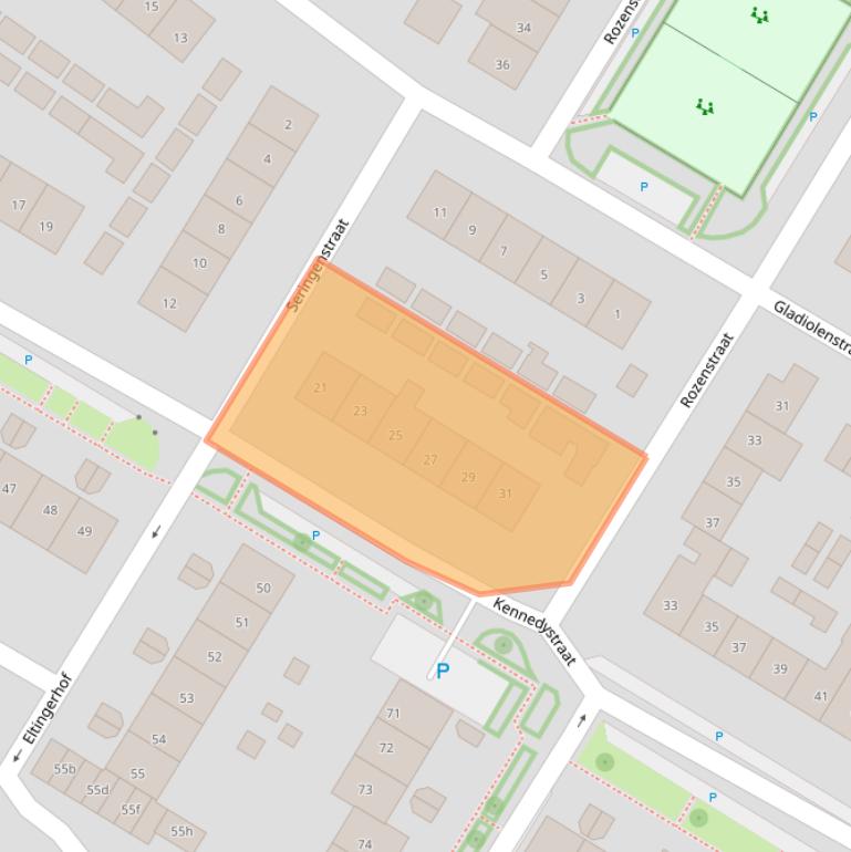 Kaart van postcodegebied 6921CS.