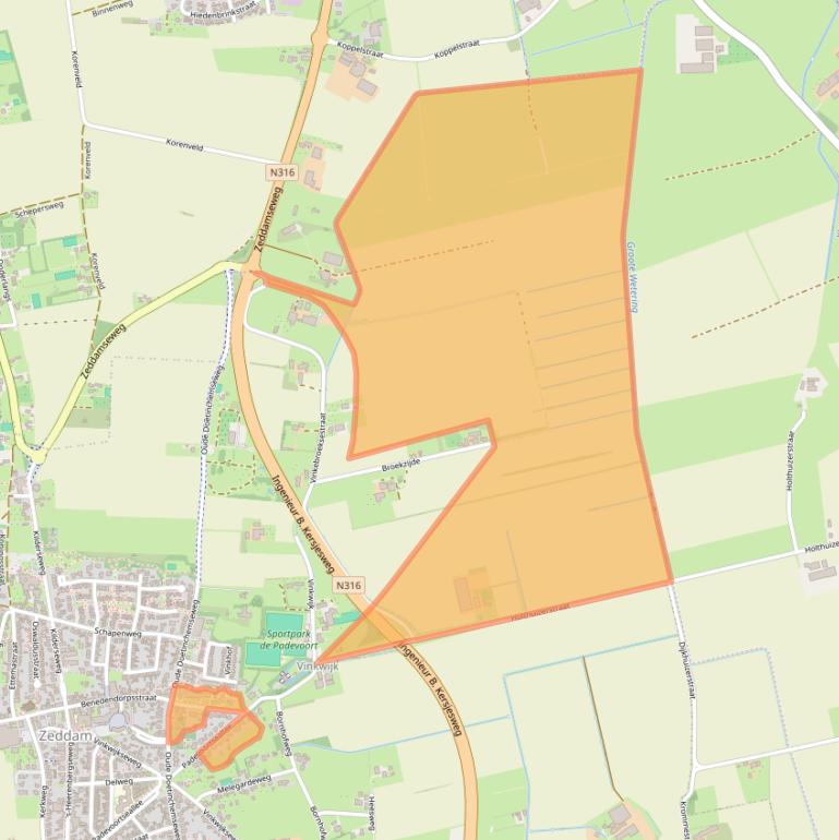 Kaart van postcodegebied 7038EN.