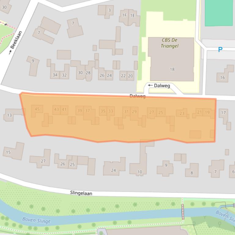 Kaart van postcodegebied 7122BB.