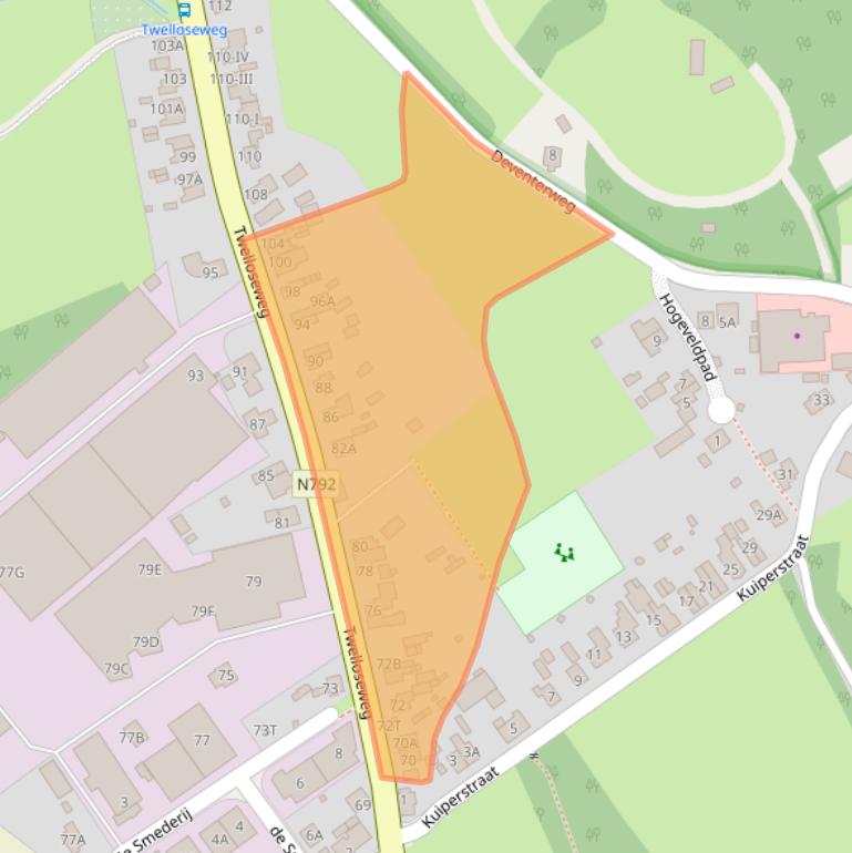 Kaart van postcodegebied 7396BP.