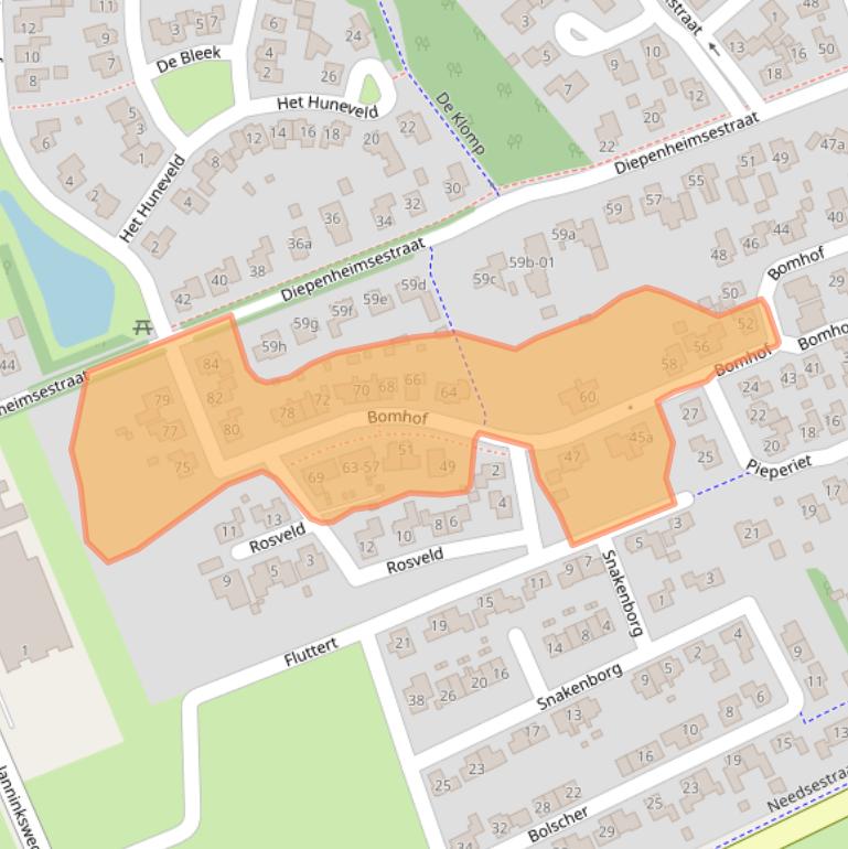 Kaart van postcodegebied 7496BH.